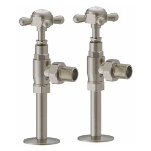 Burlington Brushed Nickel Angled Manual Radiator Valves