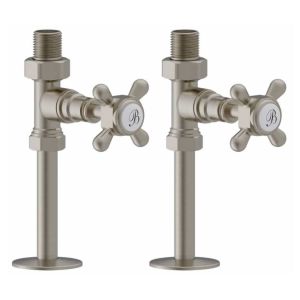 Burlington Brushed Nickel Straight Manual Radiator Valves