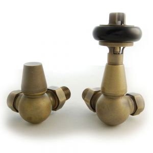 Paladin Kingsbury Old English Brass Corner Manual Radiator Valves