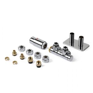 Terma Vario Hex Chrome Angled 50mm H Block Thermostatic Radiator Valve Left Sided